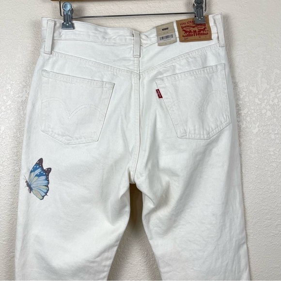Levi’s 501 Original Fit Straight Leg Butterfly Print Jeans Size 28X28 Women - Picture 7 of 16